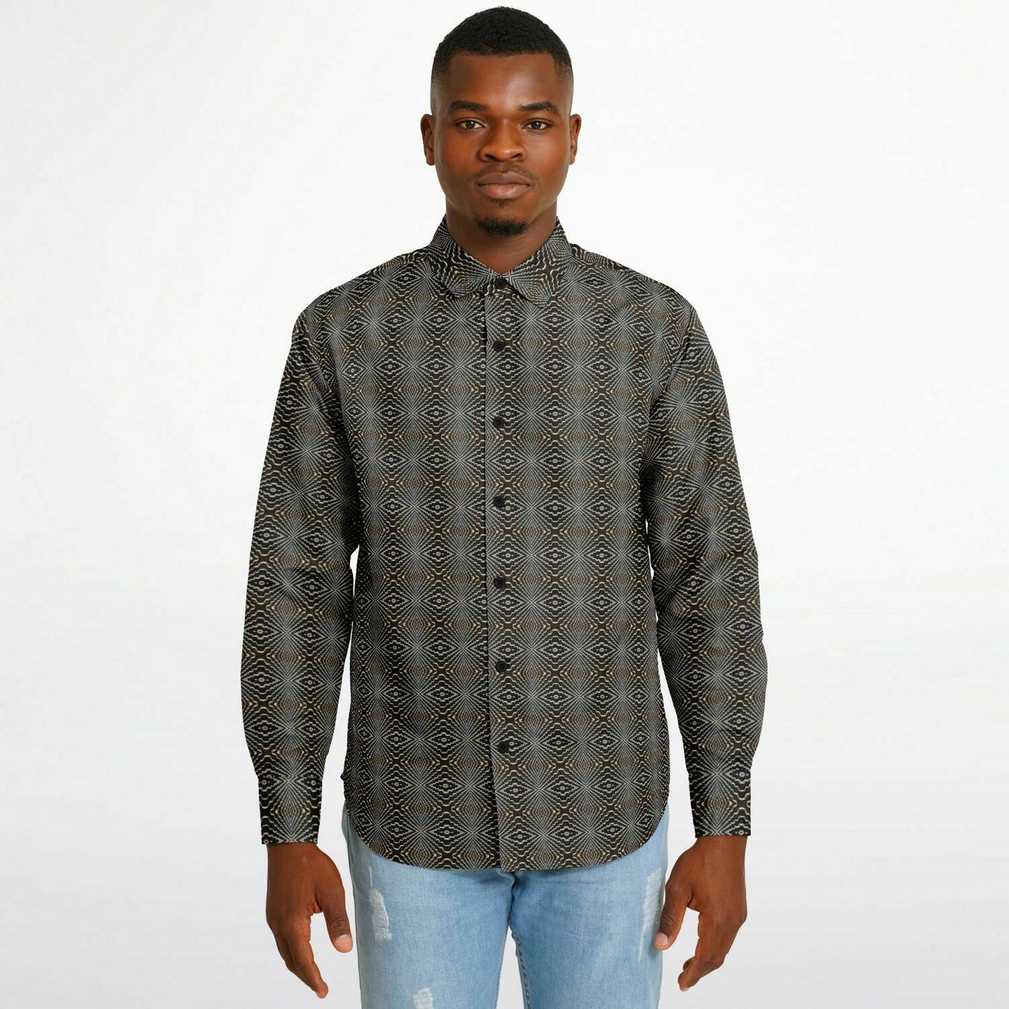 Long Sleeve Button Down Shirt (Tetris)