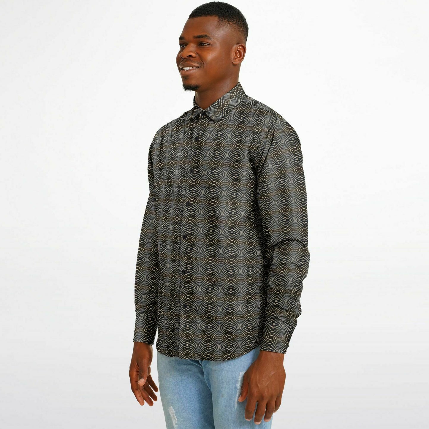 Long Sleeve Button Down Shirt (Tetris)