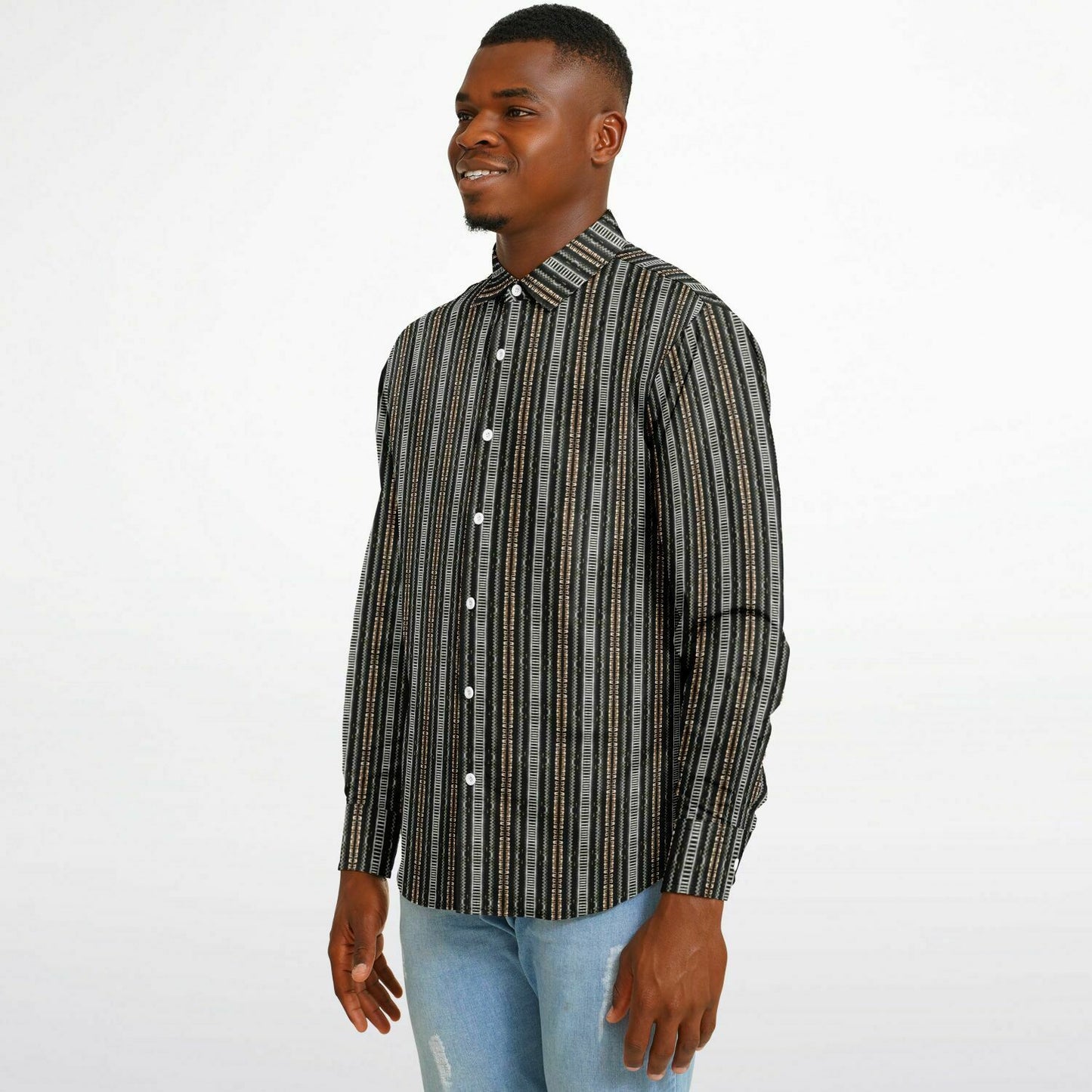 Long Sleeve Button Down Shirt (Black & Tan No. 1)