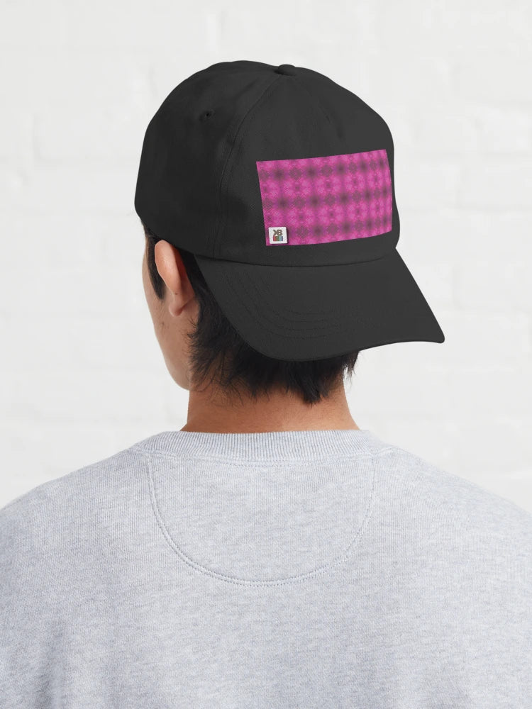 Black Unstructured Cap (Fuchsia Parquet)