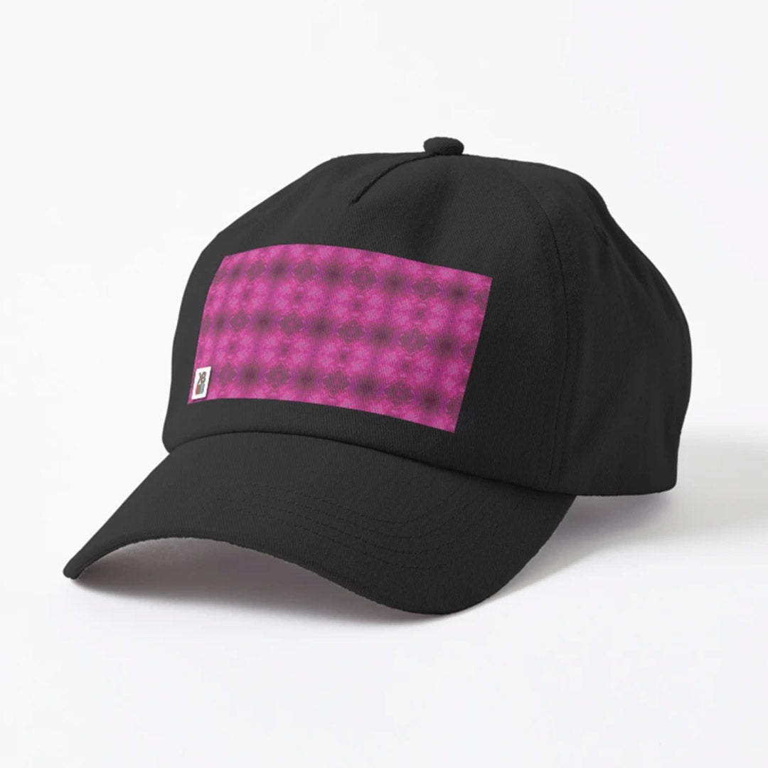 Black Unstructured Cap (Fuchsia Parquet)