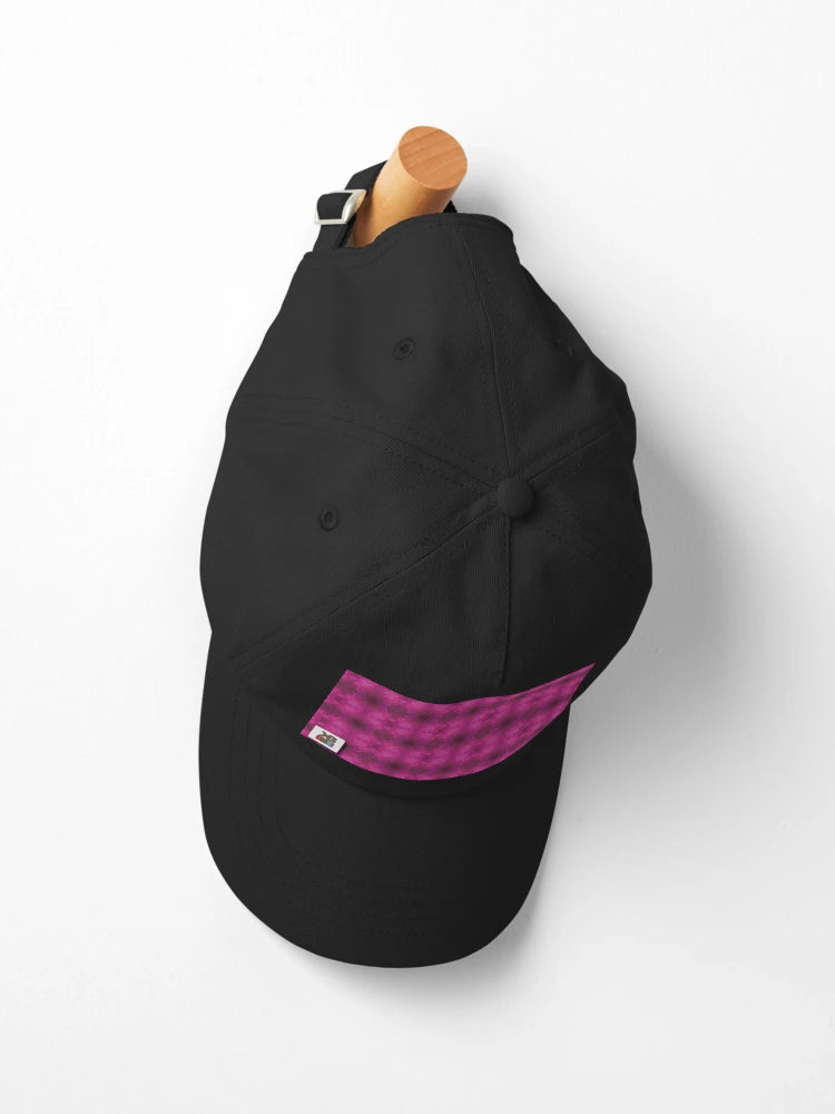 Black Unstructured Cap (Fuchsia Parquet)