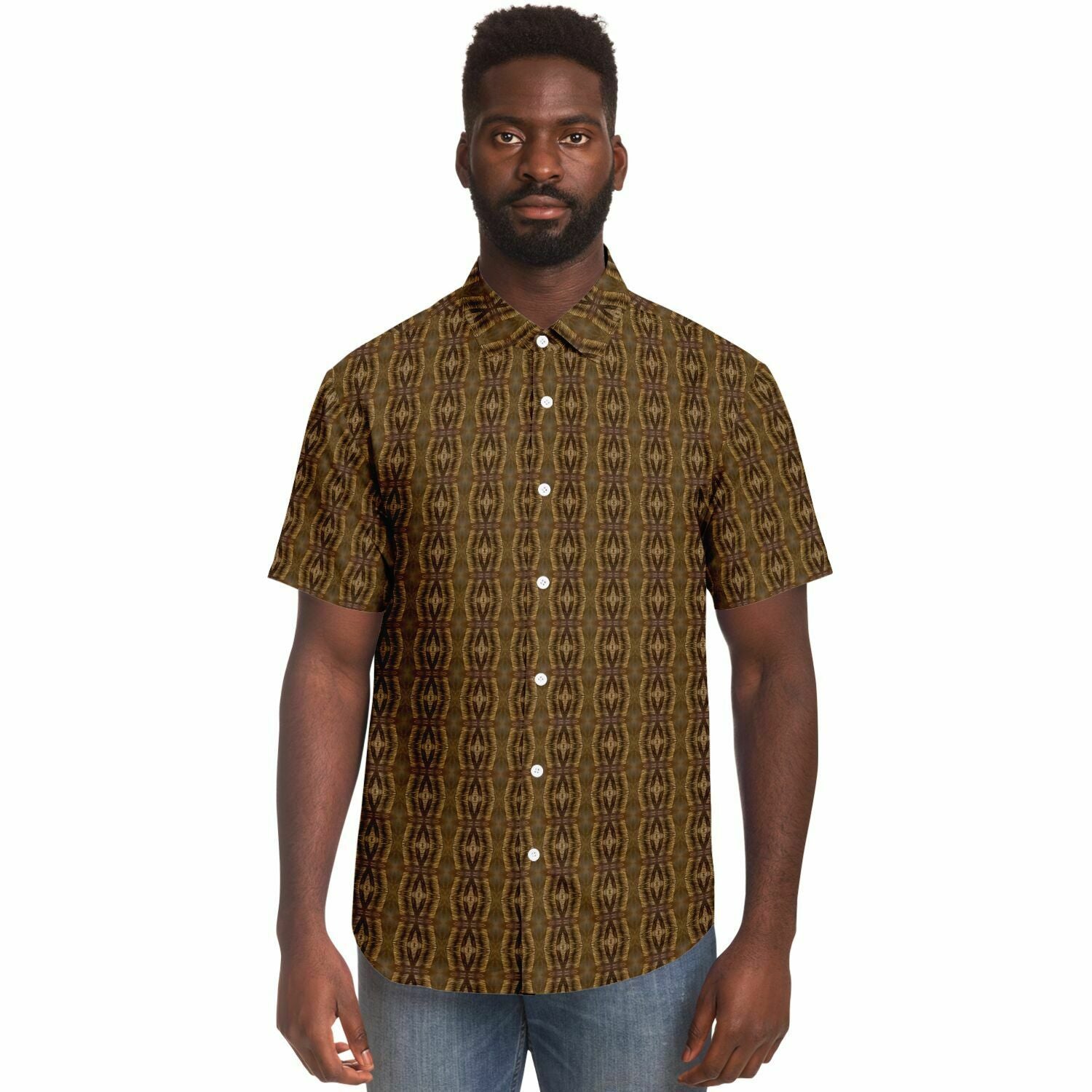 Short Sleeve Button Down Shirt (Tiki Palm)