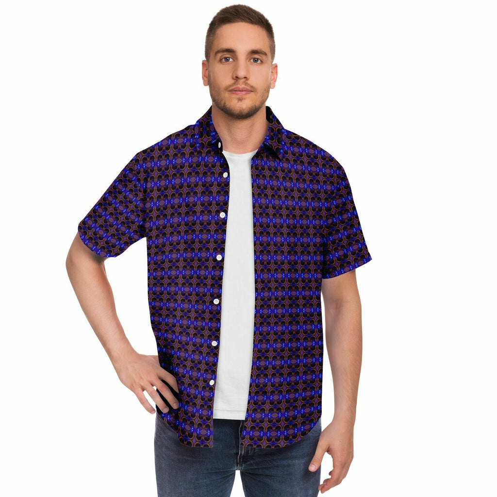 Short Sleeve Button Down Shirt (Cobalt Bubble)