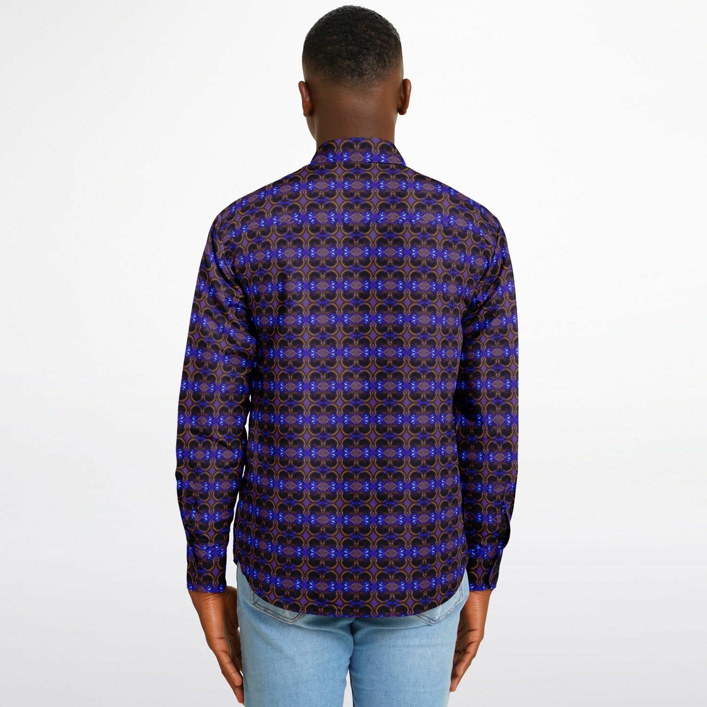 Long Sleeve Button Down Shirt (Cobalt Bubble)