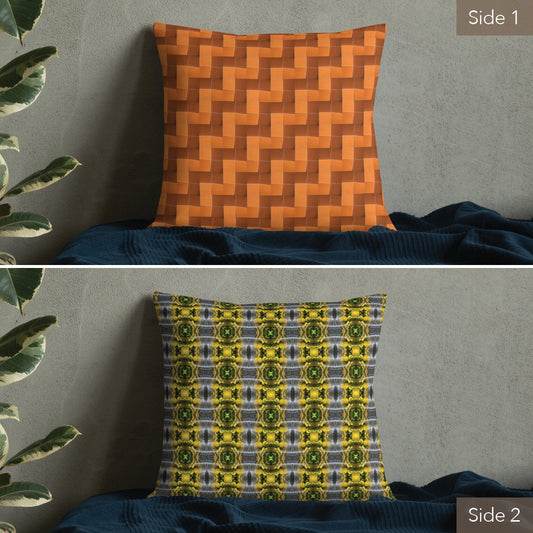 2-in-1 Premium Pillow (Burnt Orange Tiles / Lemon Snakes)