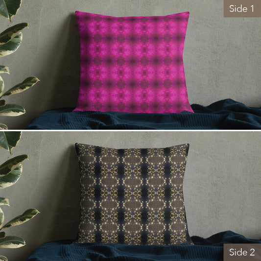 2-in-1 Premium Pillow (Fuchsia Parquet / Bubbles)