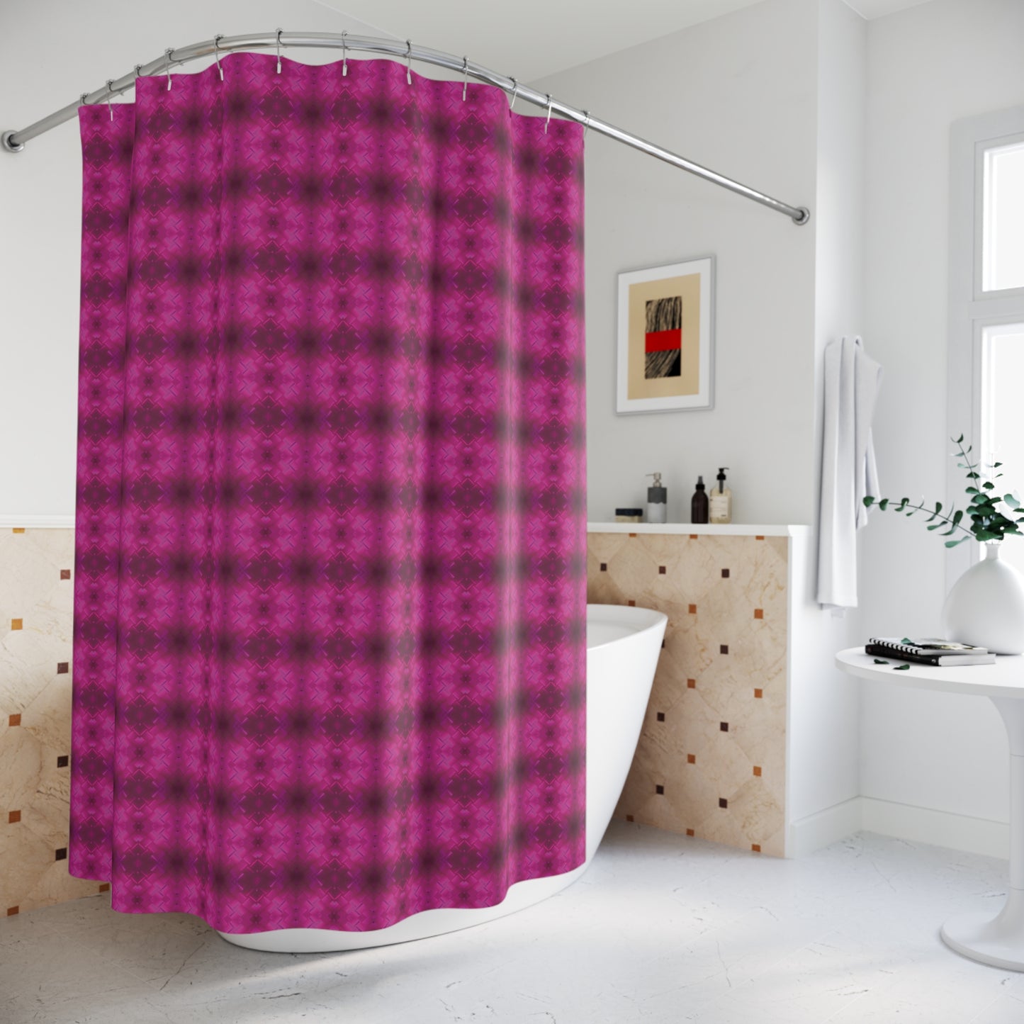 Shower Curtain (Fuchsia Parquet)