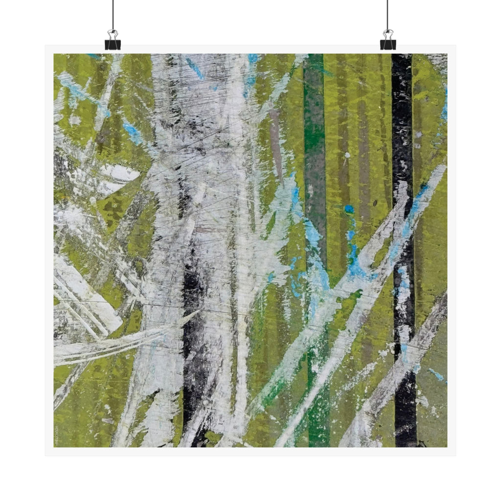 Abstract Art Matte Poster - "Green, Black & Blue"