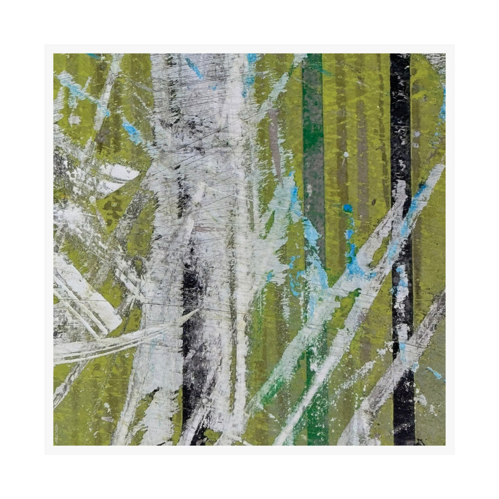 Abstract Art Matte Poster - "Green, Black & Blue"