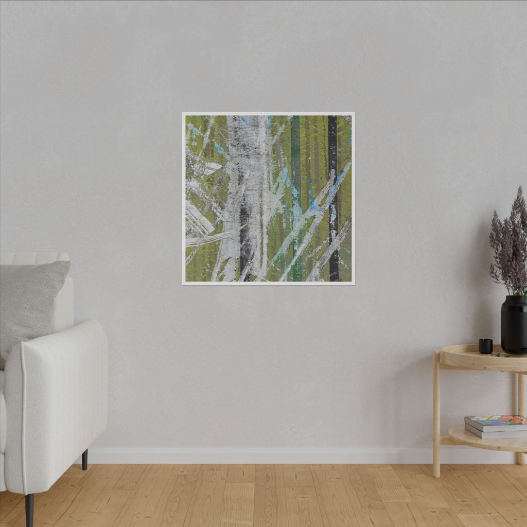 Abstract Art Canvas - "Green, Black & Blue"