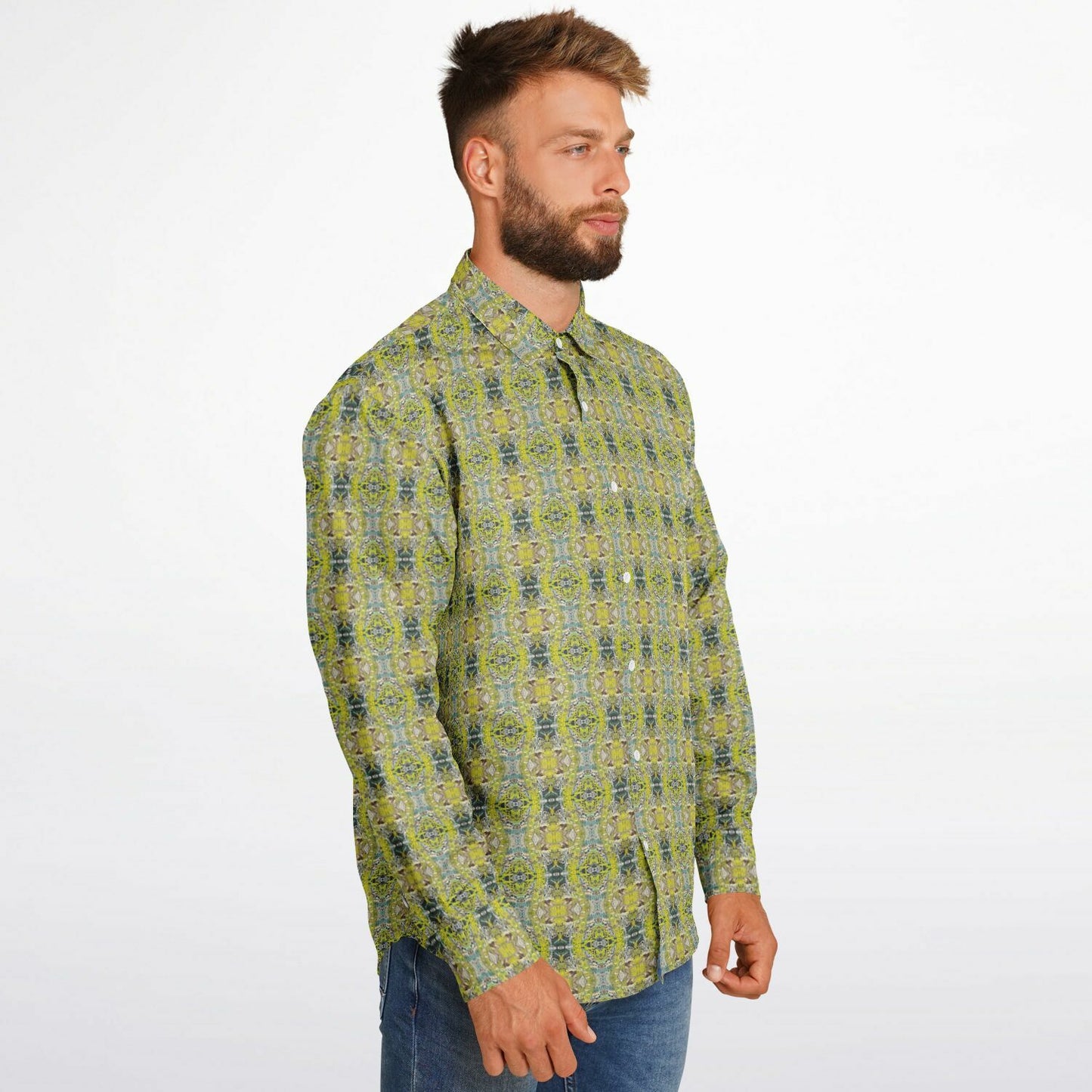 Long Sleeve Button Down Shirt (Chartreuse Chantilly)