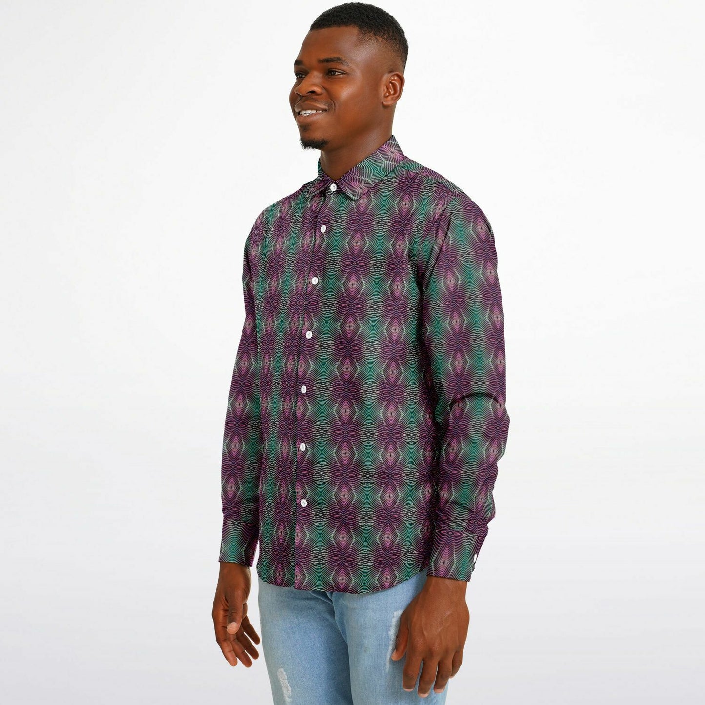 Long Sleeve Button Down Shirt (Cosmic Echo)