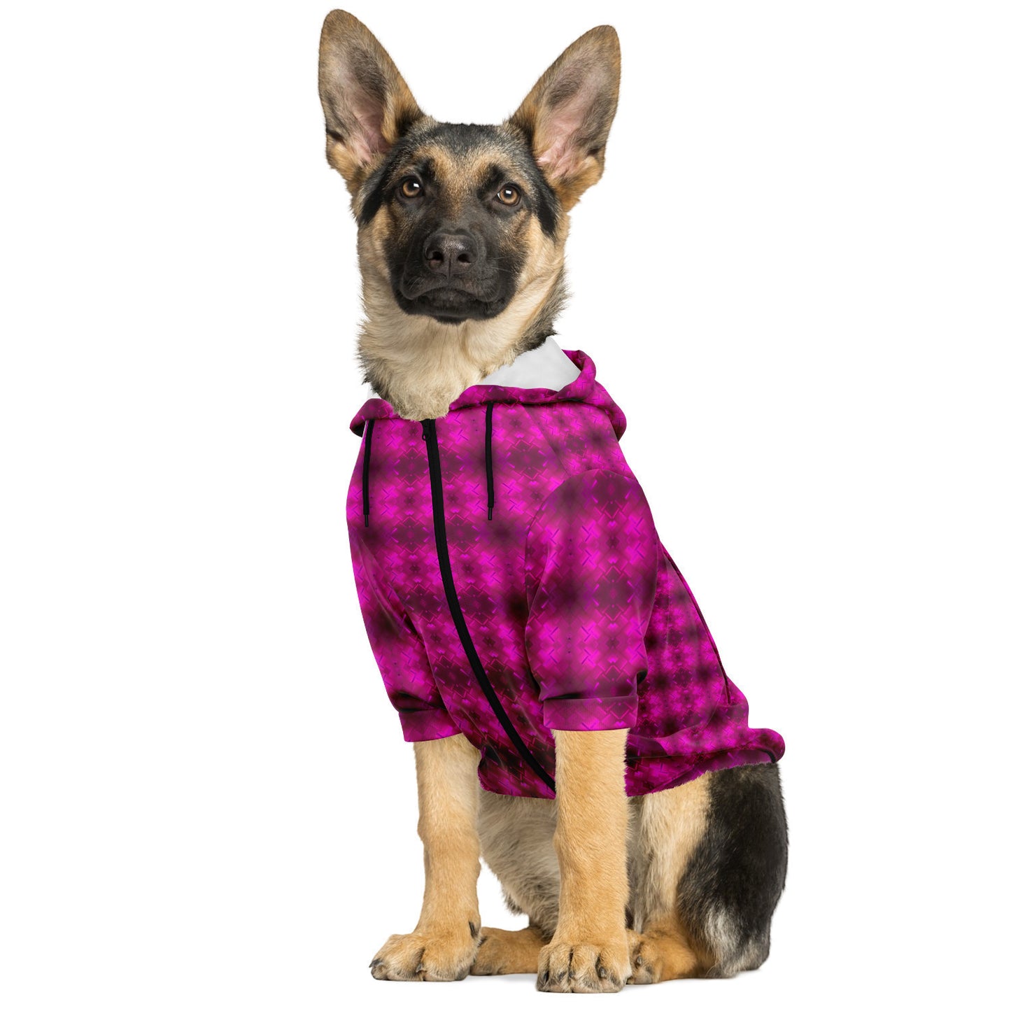 Dog Zip-Up Hoodie (Fuchsia Parquet)