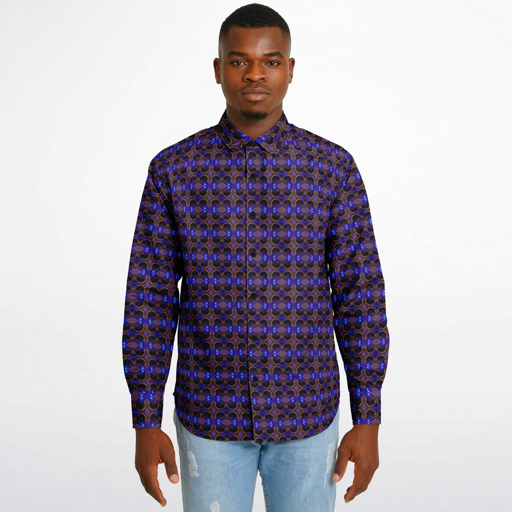 Long Sleeve Button Down Shirt (Cobalt Bubble)