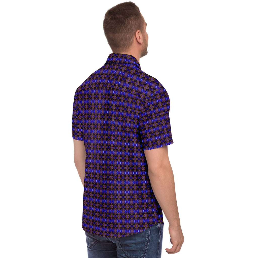 Short Sleeve Button Down Shirt (Cobalt Bubble)