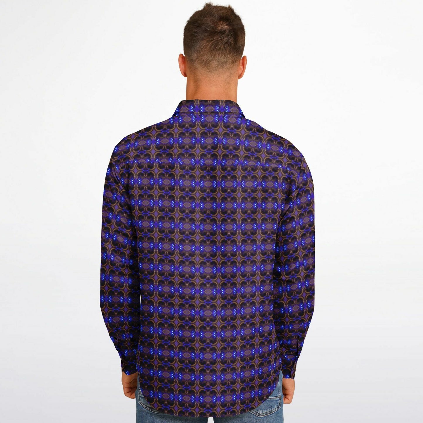 Long Sleeve Button Down Shirt (Cobalt Bubble)