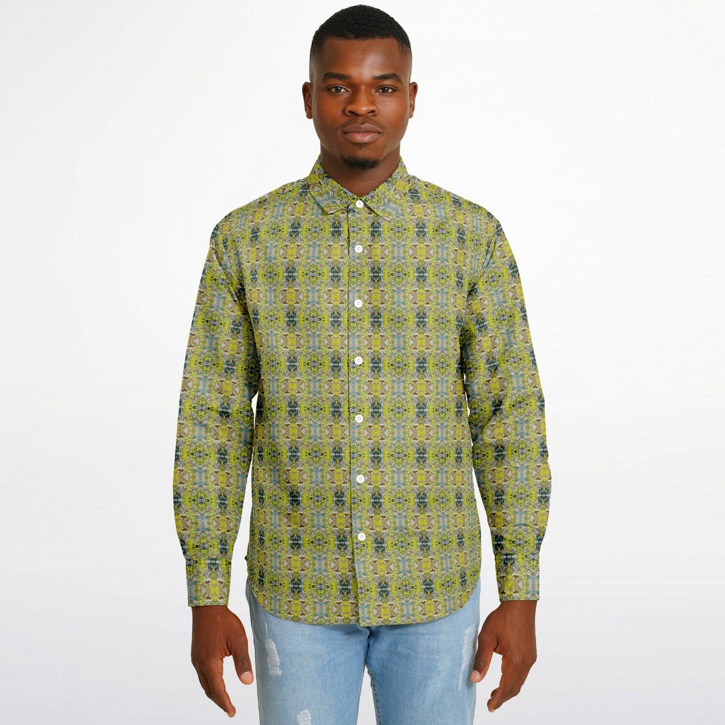 Long Sleeve Button Down Shirt (Chartreuse Chantilly)