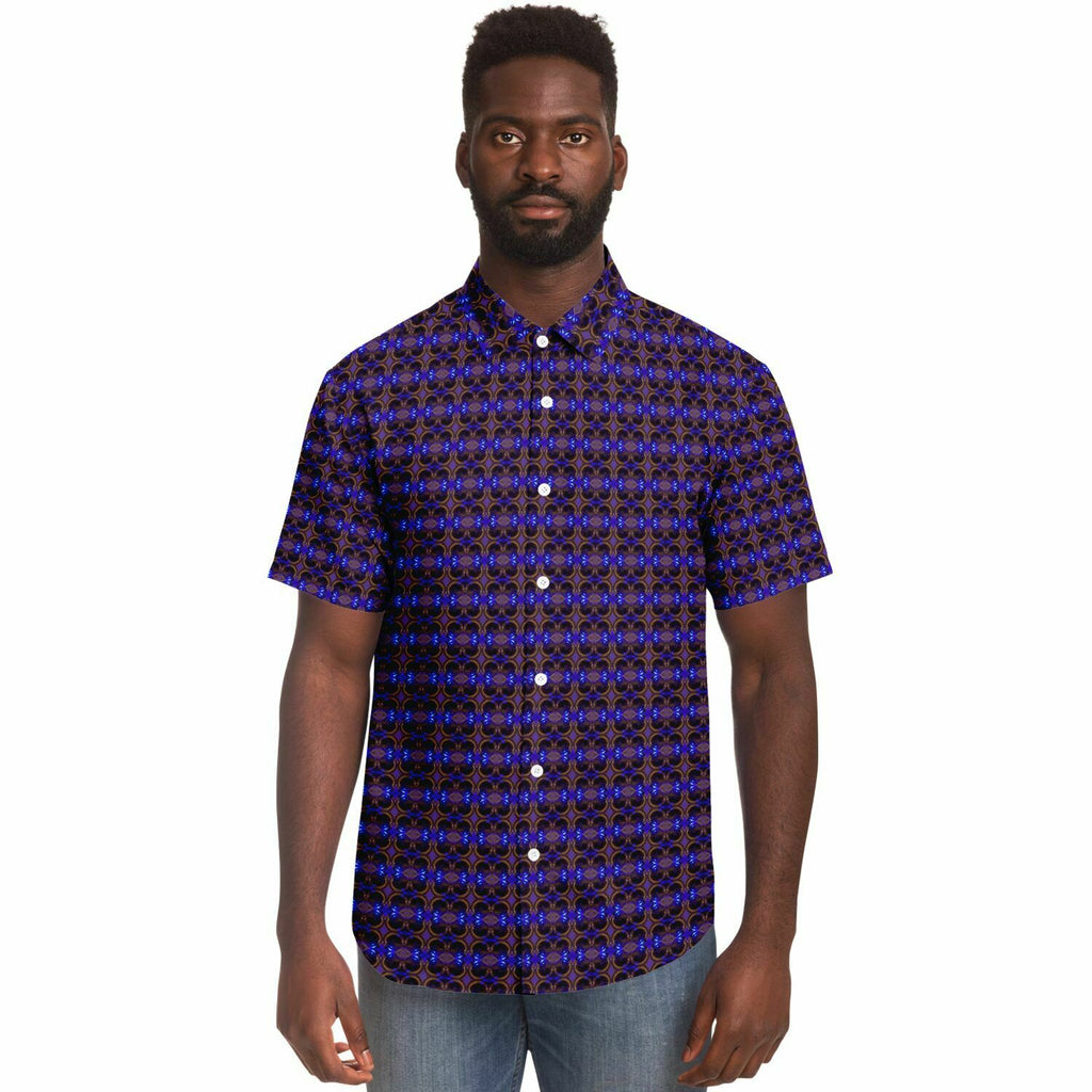 Short Sleeve Button Down Shirt (Cobalt Bubble)
