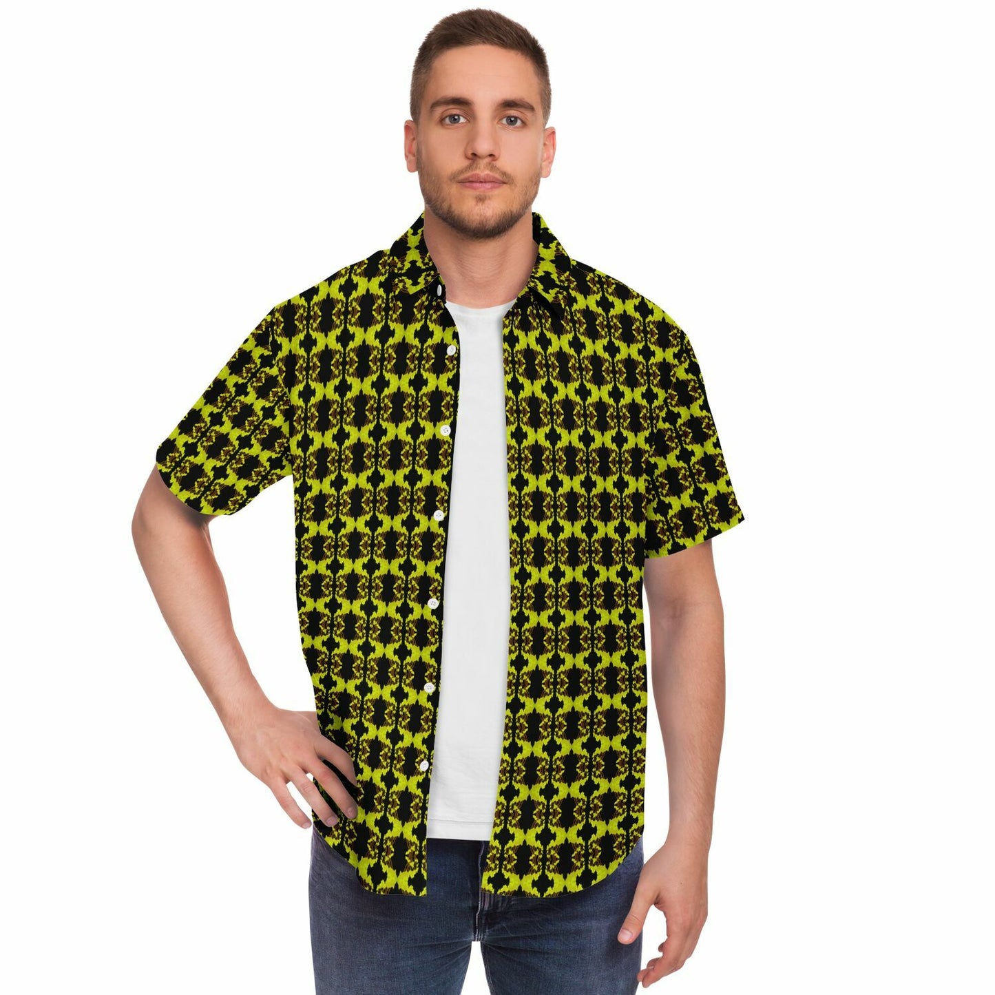 Short Sleeve Button Down Shirt (Neon Trees No. 2)