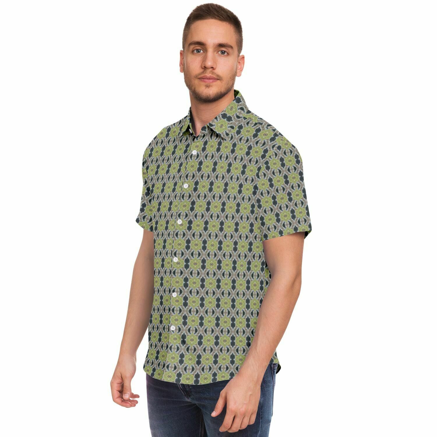 Short Sleeve Button Down Shirt (Glass Block No. 3)