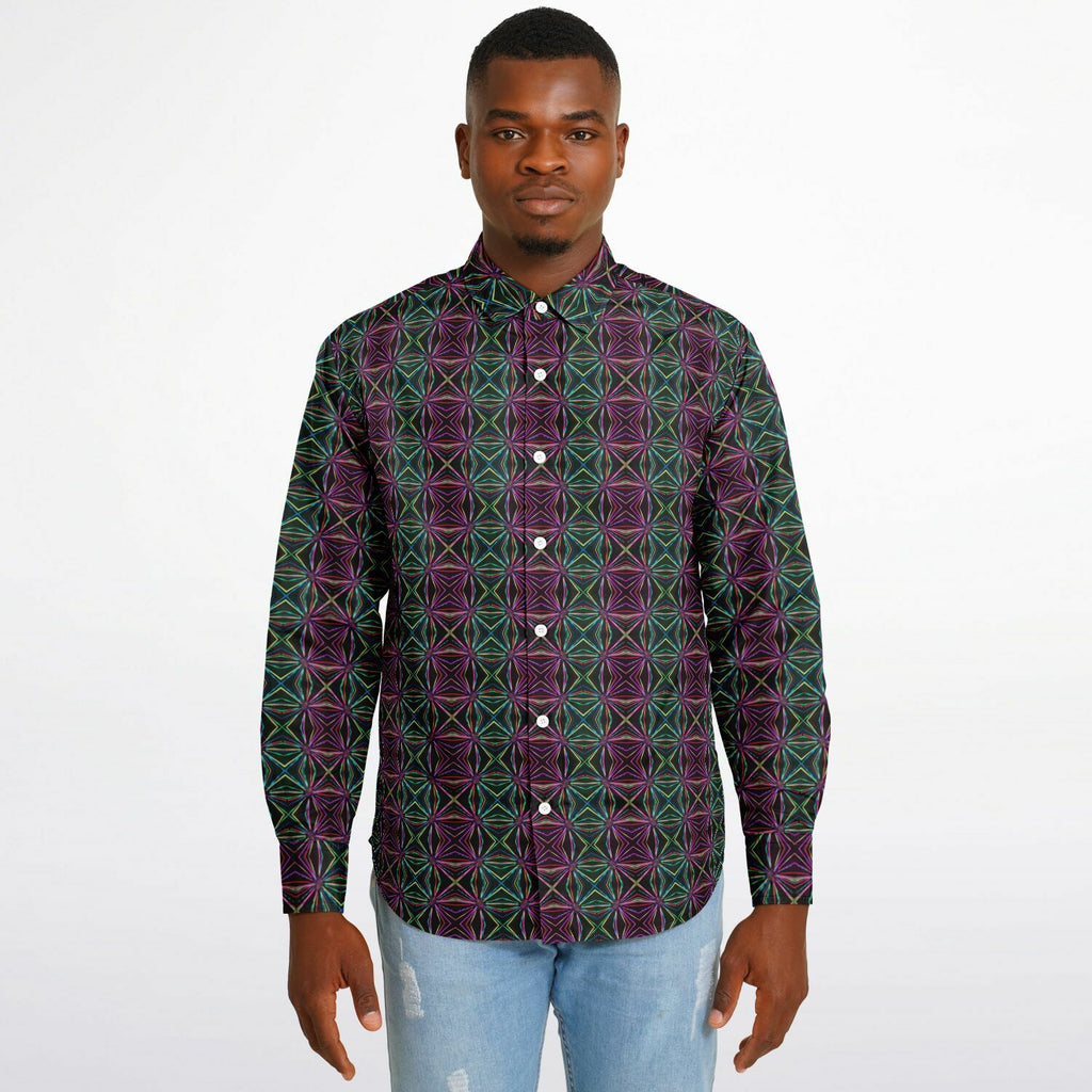 Long Sleeve Button Down Shirt (Neuron Dance)