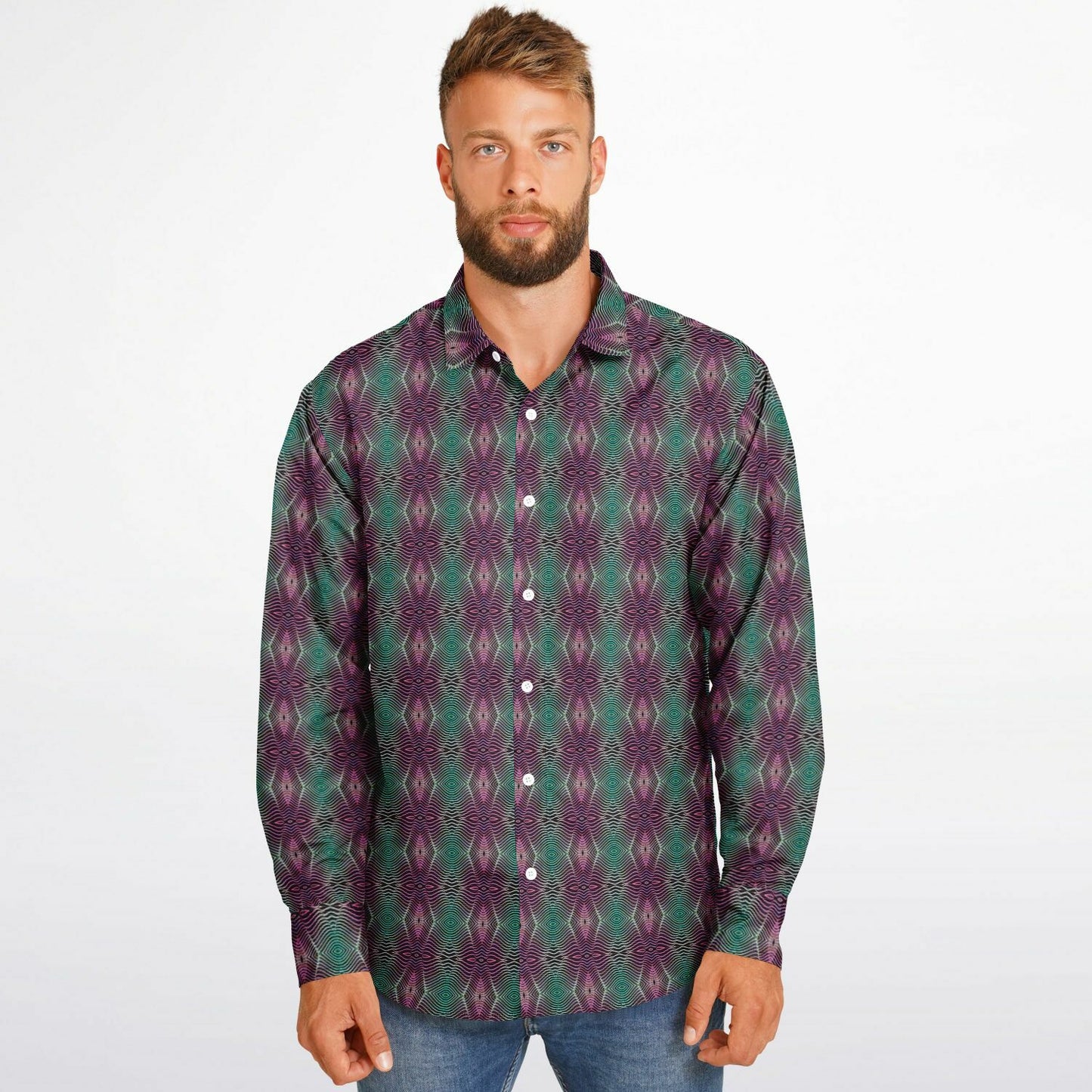 Long Sleeve Button Down Shirt (Cosmic Echo)