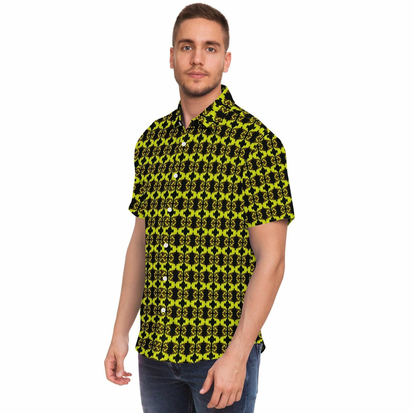 Short Sleeve Button Down Shirt (Neon Trees No. 2)