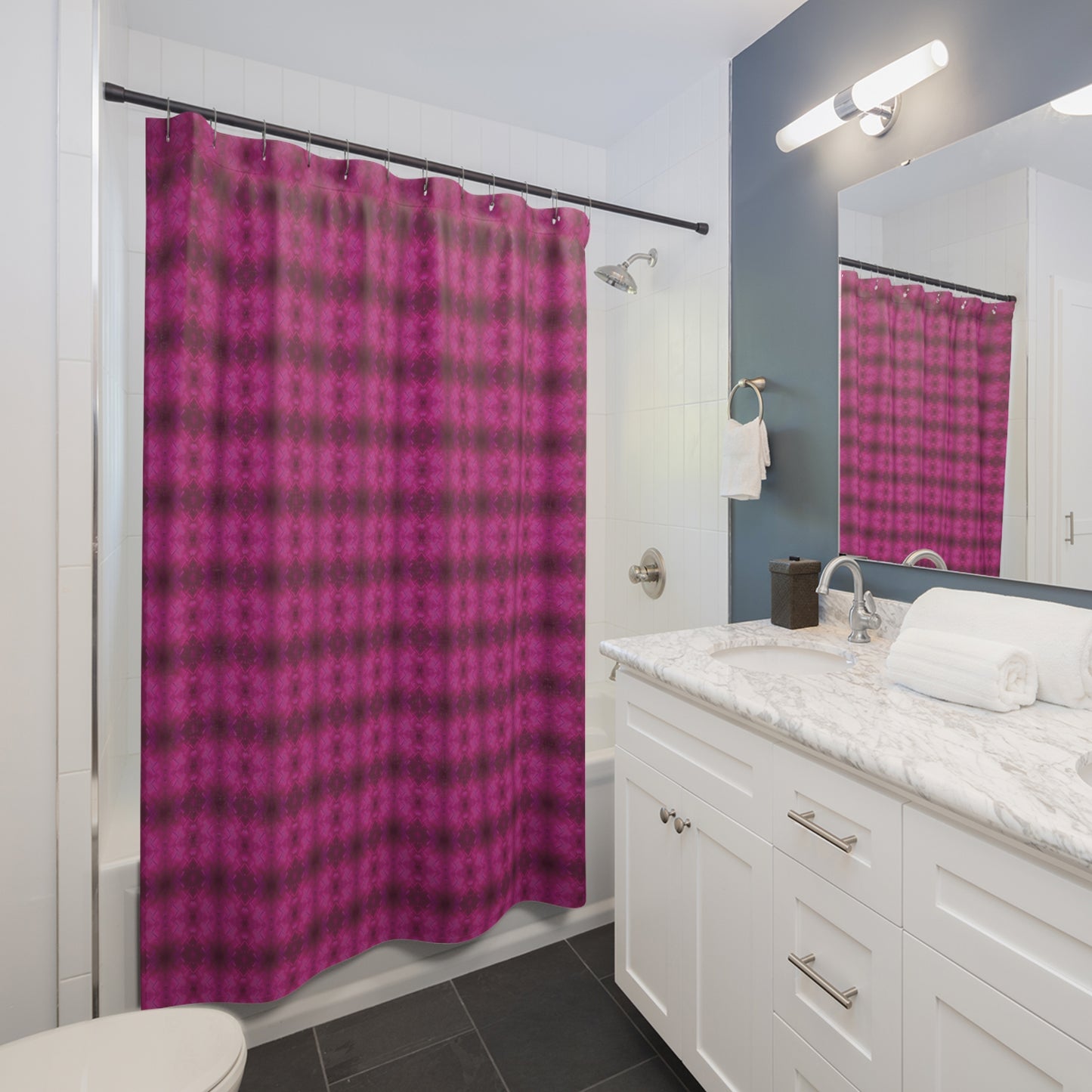 Shower Curtain (Fuchsia Parquet)