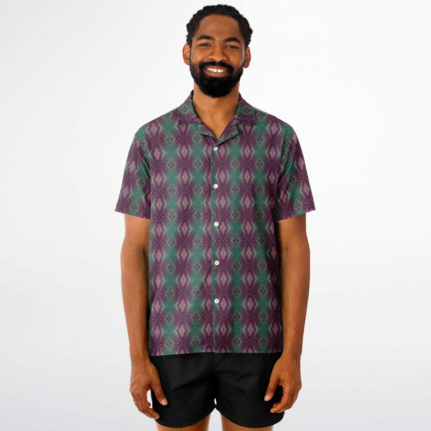 Spread Collar Short Sleeve Button-Down Shirt (Cosmic Echo)