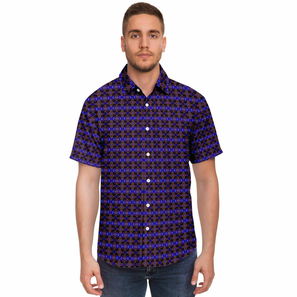 Short Sleeve Button Down Shirt (Cobalt Bubble)