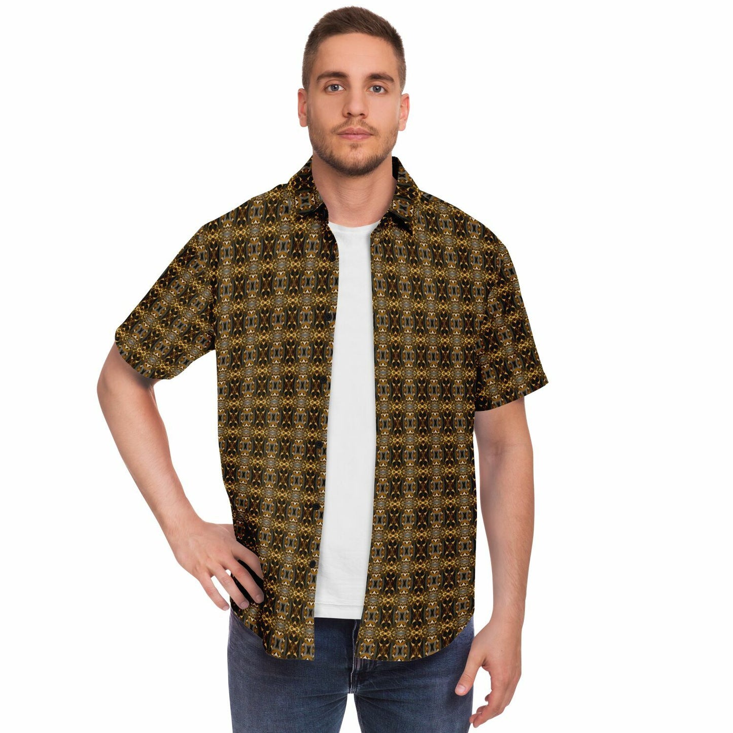 Short Sleeve Button Down Shirt (Golden Blossom)