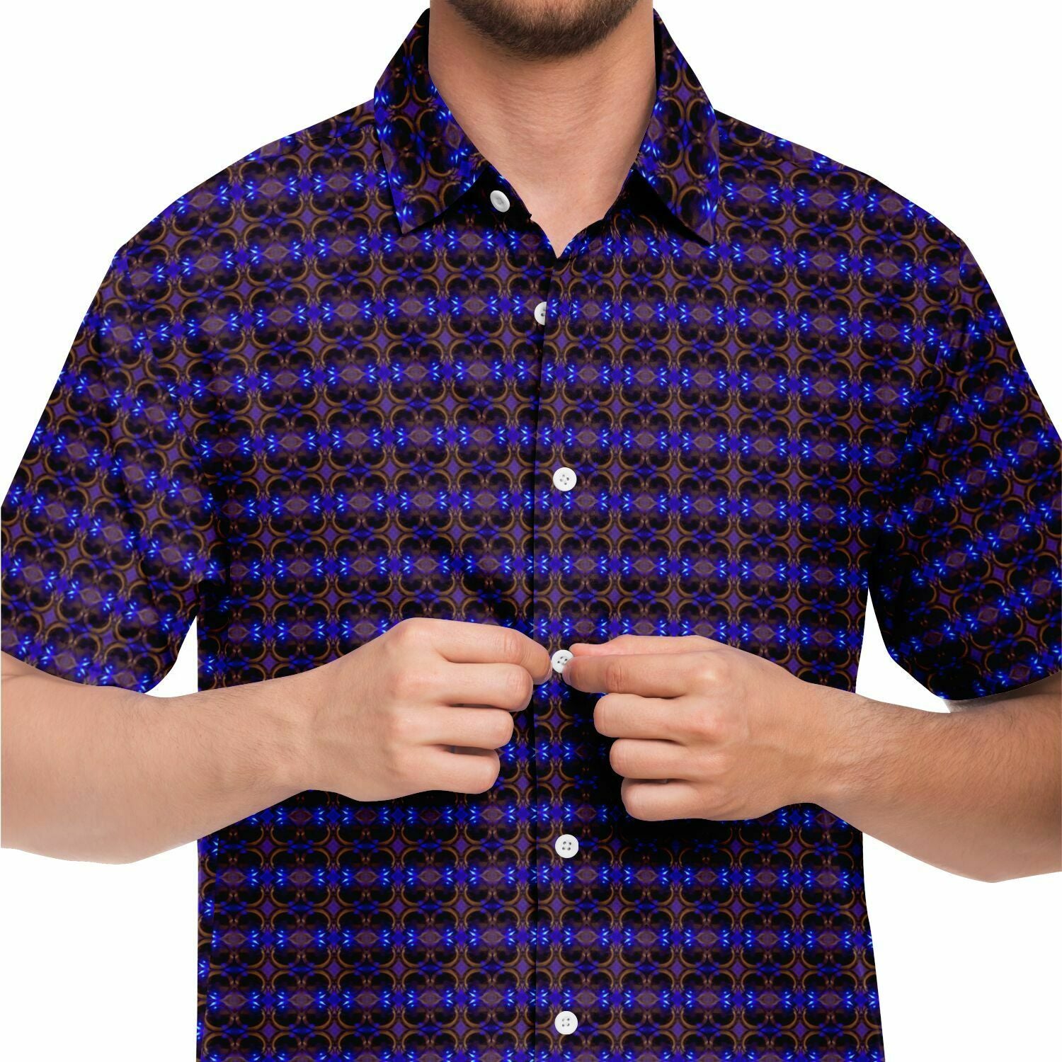 Short Sleeve Button Down Shirt (Cobalt Bubble)