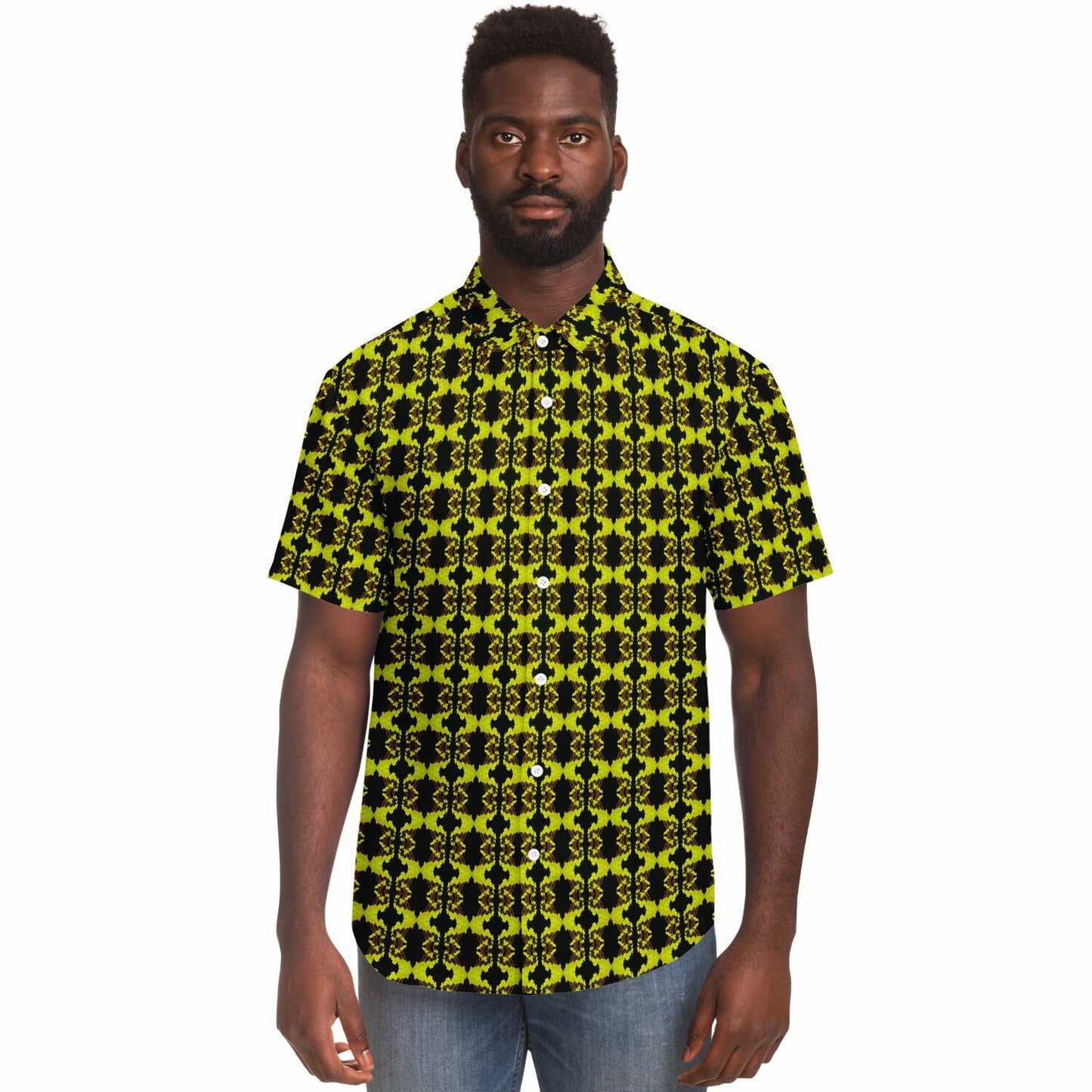 Short Sleeve Button Down Shirt (Neon Trees No. 2)