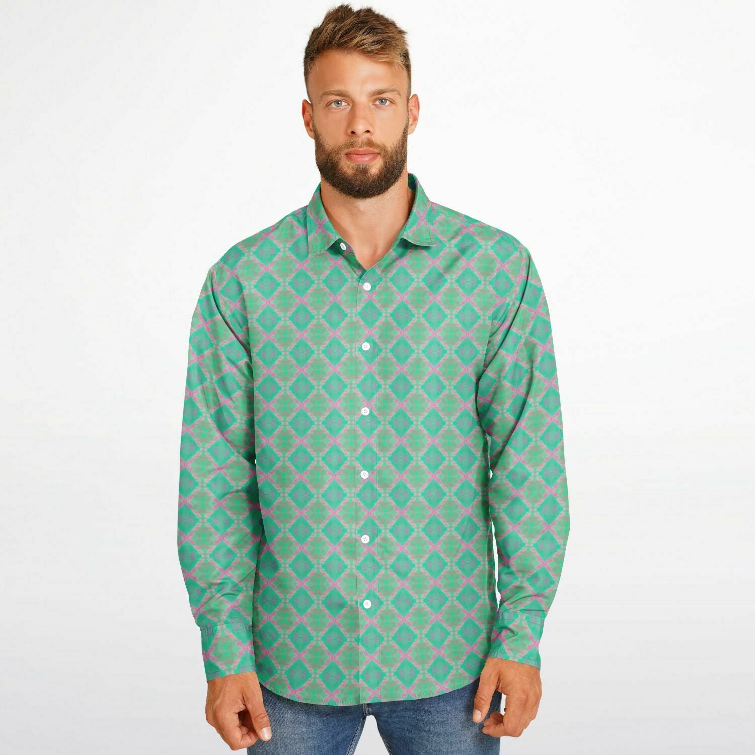 Long Sleeve Button Down Shirt (Electric Dream)
