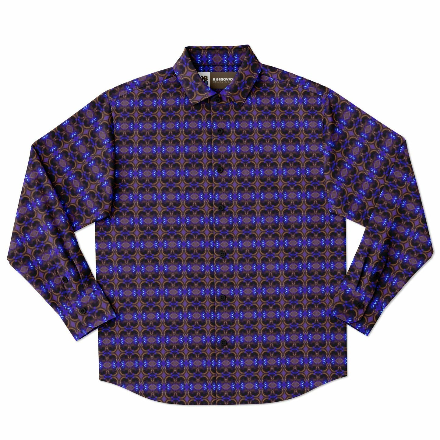 Long Sleeve Button Down Shirt (Cobalt Bubble)