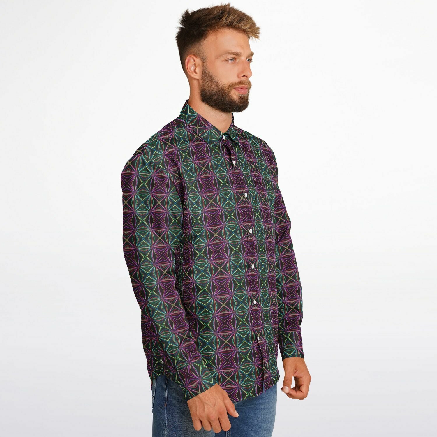 Long Sleeve Button Down Shirt (Neuron Dance)
