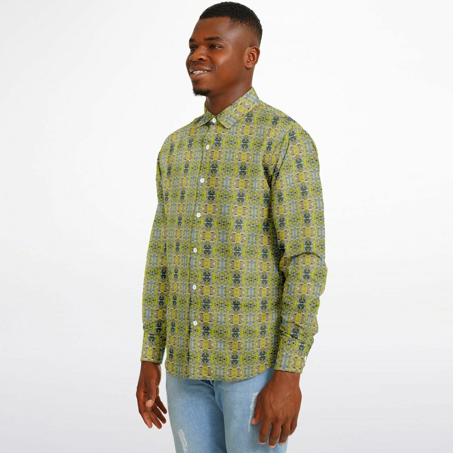 Long Sleeve Button Down Shirt (Chartreuse Chantilly)