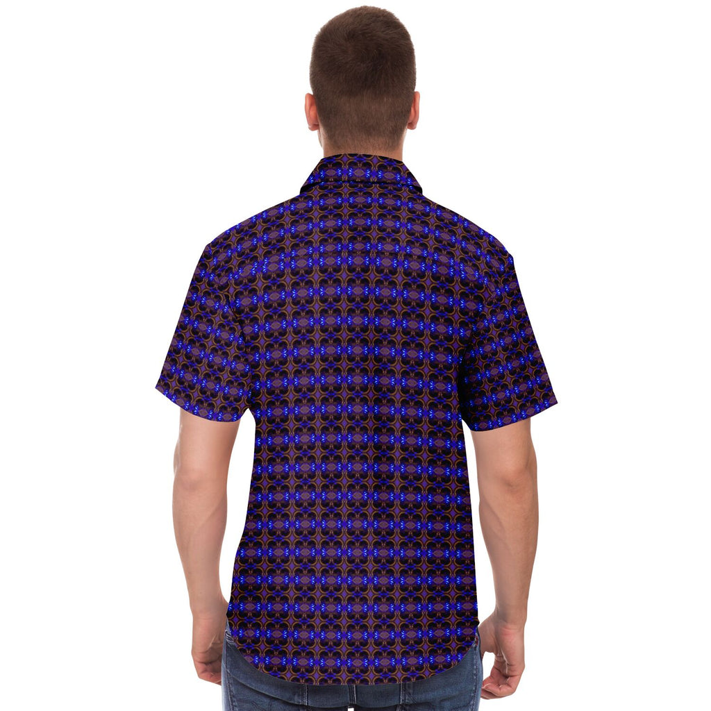 Short Sleeve Button Down Shirt (Cobalt Bubble)