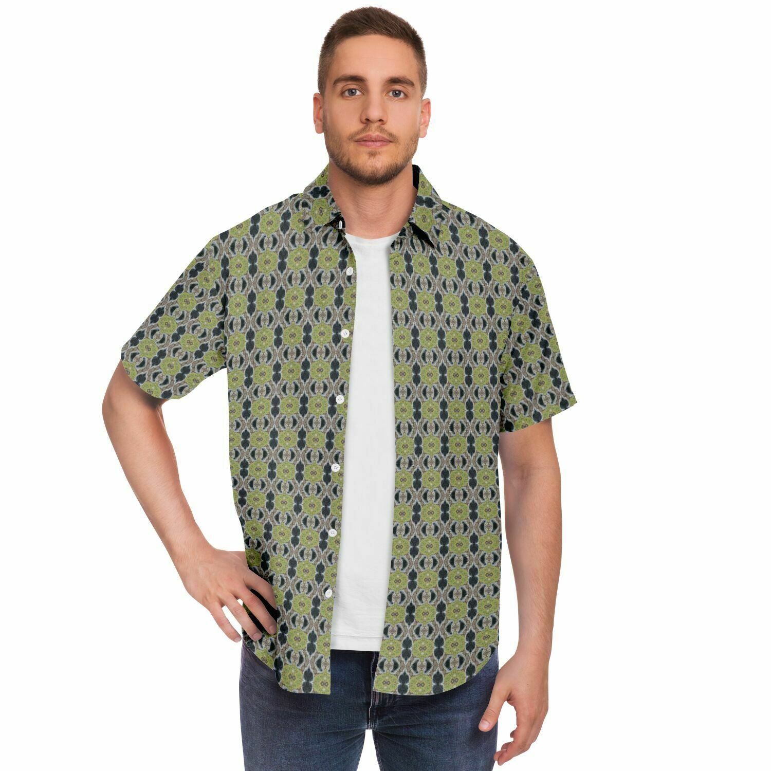 Short Sleeve Button Down Shirt (Glass Block No. 3)