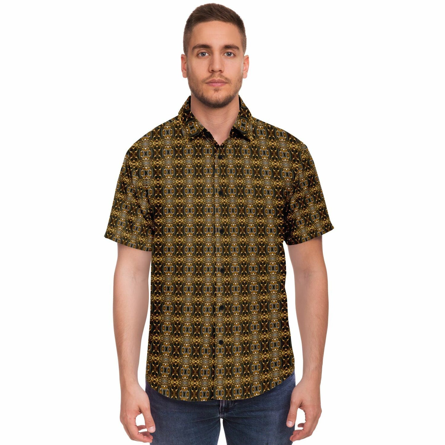 Short Sleeve Button Down Shirt (Golden Blossom)