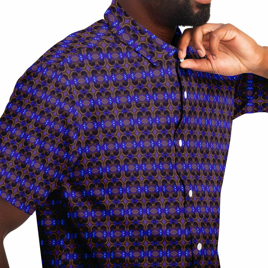 Short Sleeve Button Down Shirt (Cobalt Bubble)