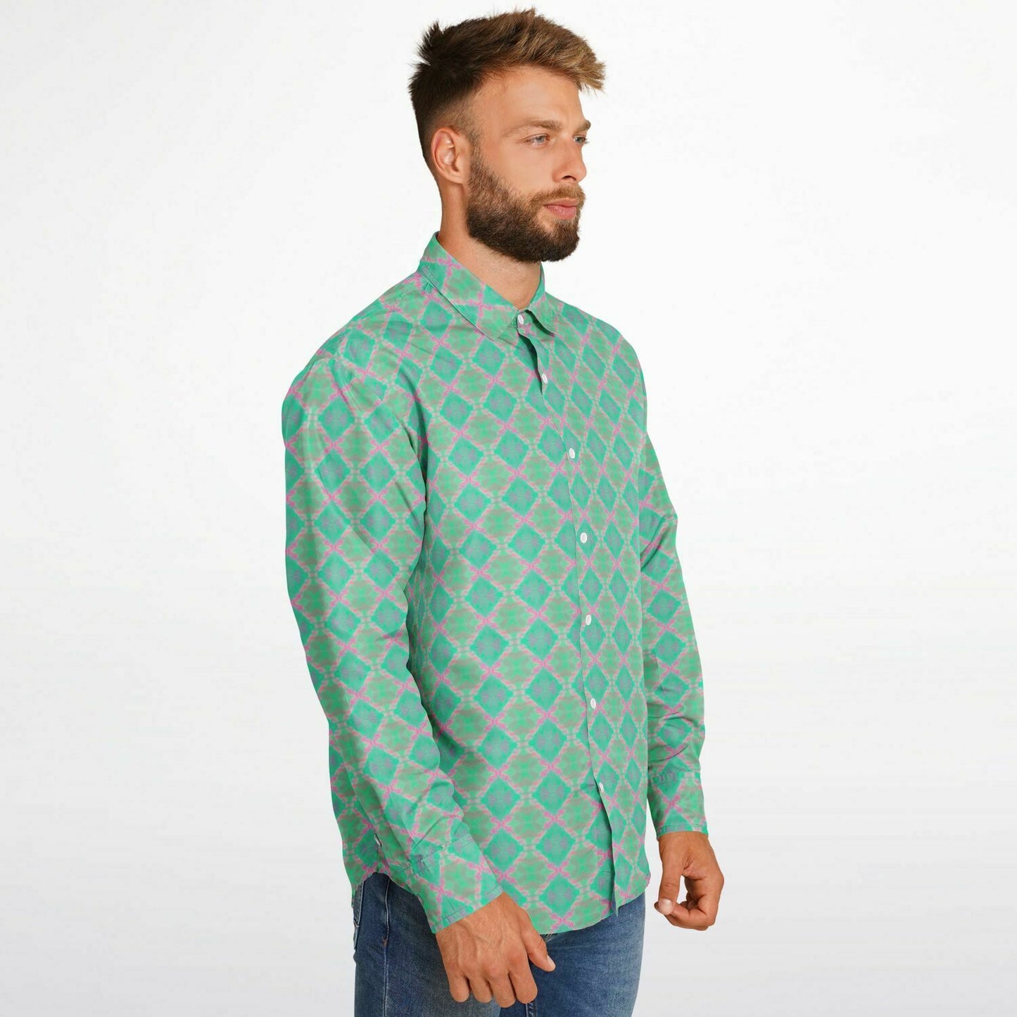 Long Sleeve Button Down Shirt (Electric Dream)