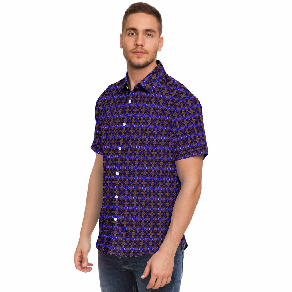 Short Sleeve Button Down Shirt (Cobalt Bubble)