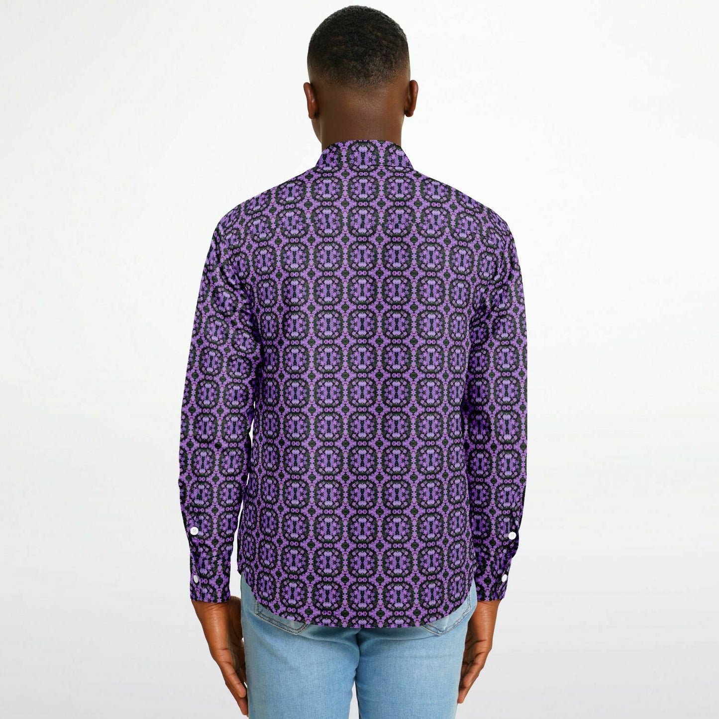 Long Sleeve Button Down Shirt (Violet Rings)