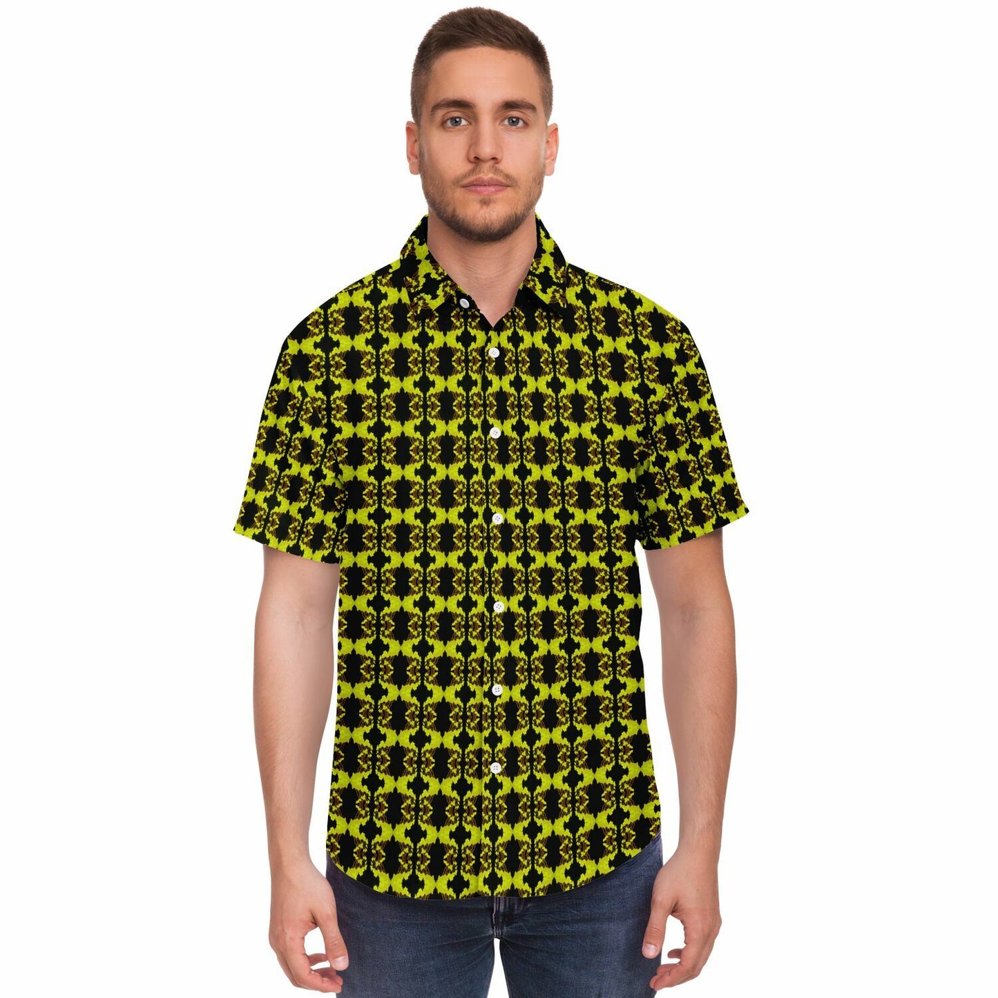 Short Sleeve Button Down Shirt (Neon Trees No. 2)