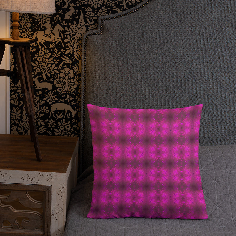 2-in-1 Premium Pillow (Fuchsia Parquet / Bubbles)