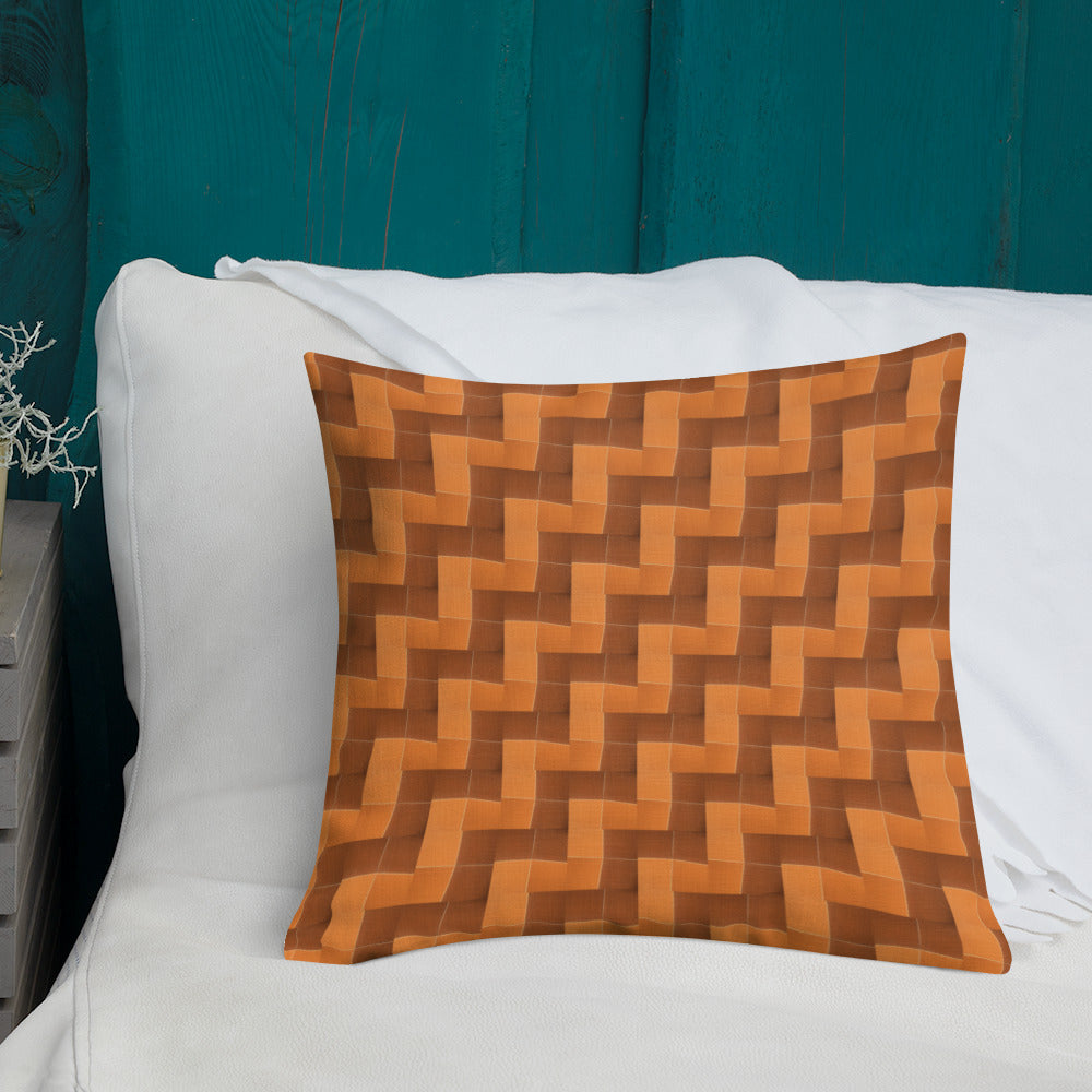 2-in-1 Premium Pillow (Burnt Orange Tiles / Lemon Snakes)