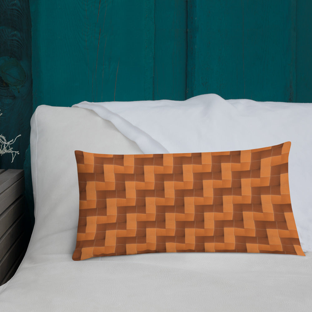 2-in-1 Premium Pillow (Burnt Orange Tiles / Lemon Snakes)