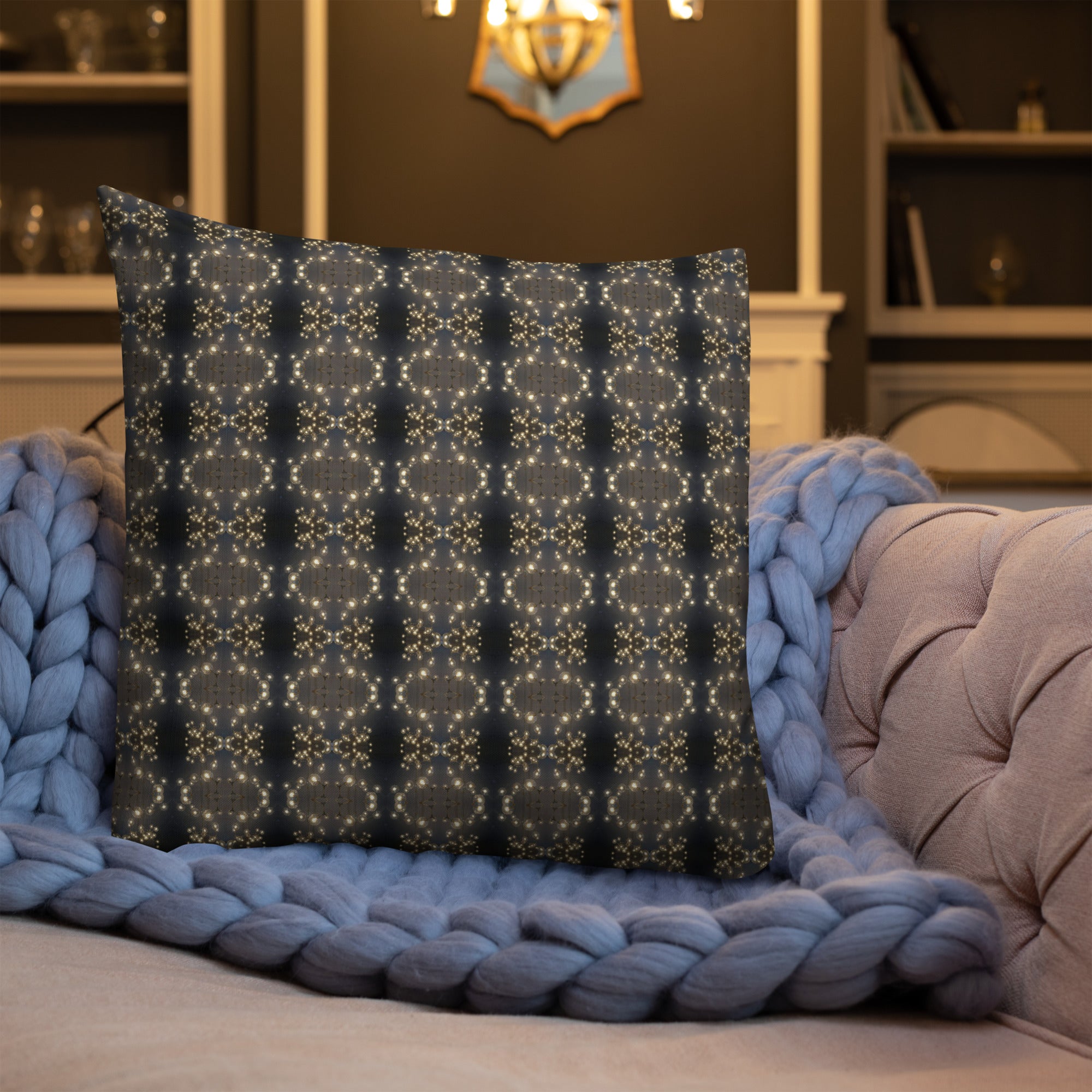 2-in-1 Premium Pillow (Fuchsia Parquet / Bubbles)